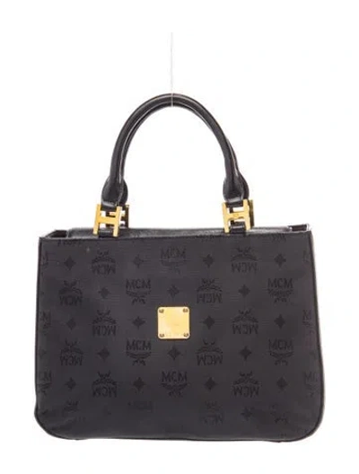 Pre-owned Mcm Nylon Top Handle Bag In Black