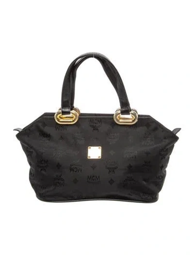 Pre-owned Mcm Nylon Top Handle Bag In Black