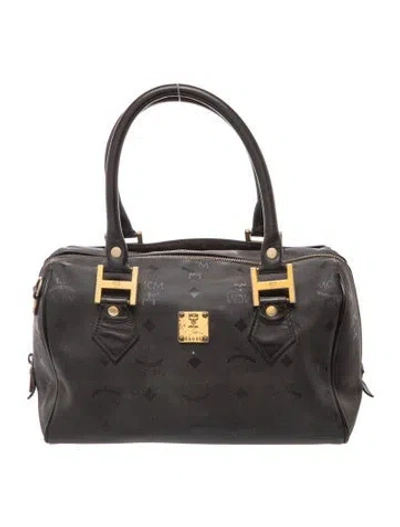 Pre-owned Mcm Nylon Top Handle Bag In Black
