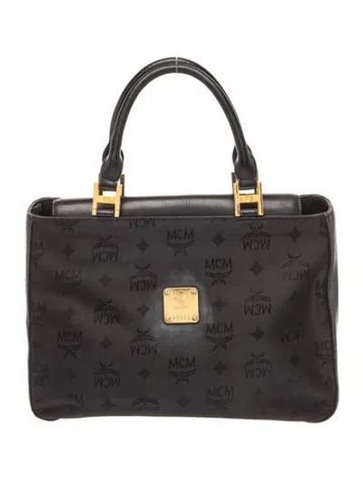 Pre-owned Mcm Nylon Top Handle Bag In Black