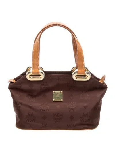 Pre-owned Mcm Nylon Top Handle Bag In Brown