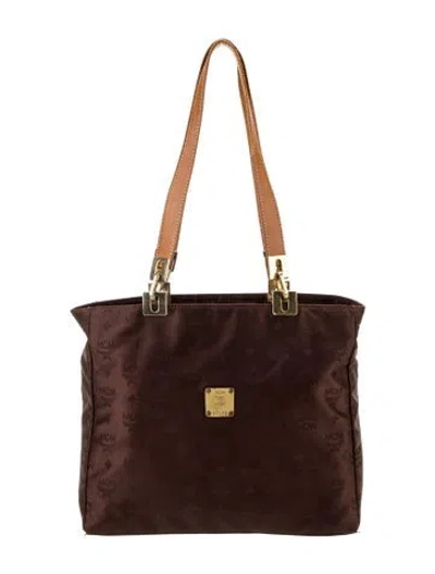 Pre-owned Mcm Nylon Tote In Brown