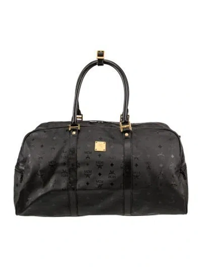 Pre-owned Mcm Nylon Weekender Bag In Black