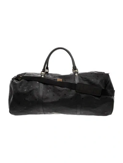 Pre-owned Mcm Nylon Weekender Bag In Black