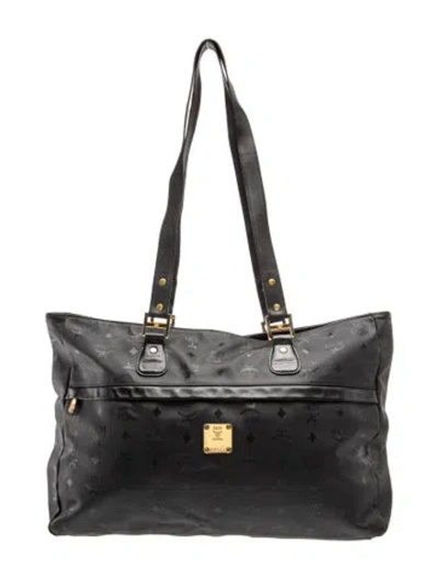 Pre-owned Mcm Nylon Weekender Bag In Black