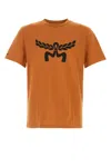 Mcm Laurel Logo Print T-shirt In Organic Cotton In Cognac