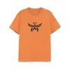 Mcm Laurel Logo Print T-shirt In Organic Cotton In Orange