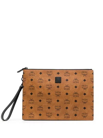Mcm Medium Aren Clutch Bag In Brown