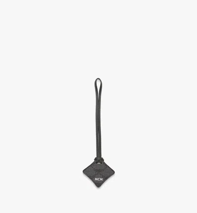 Mcm Ottomar Airtag Luggage Charm In Lauretos In Dark Grey / White