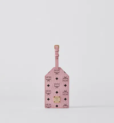 Mcm Ottomar Luggage Tag In Visetos In Soft Pink