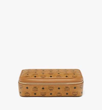 Mcm Ottomar Travel Case In Visetos In Cognac