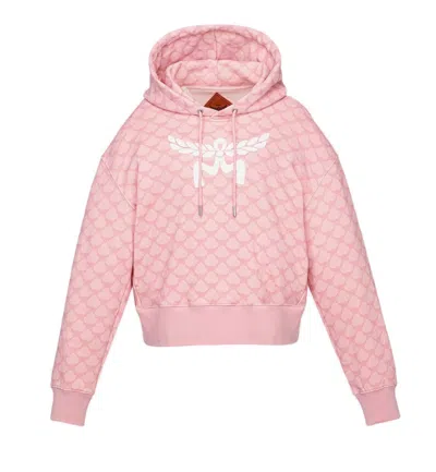 Mcm Oversized Organic Cotton Hooded Sweatshirt In Pink