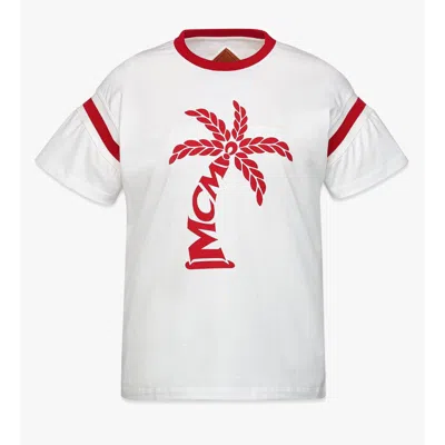 Mcm Palm Logo T-shirt In Organic Cotton In White