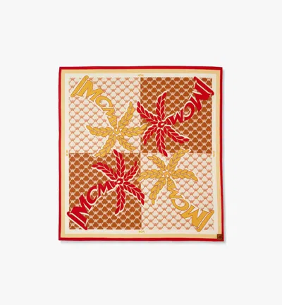 Mcm Palm Monogram Bandana Scarf In Cognac