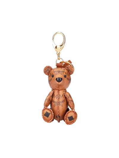 Mcm Park Bear Keyring Charm In Orange