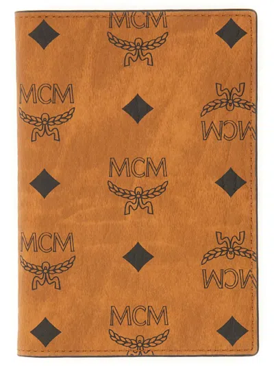 Mcm Passport Holder With Visetos Monogram In Brown