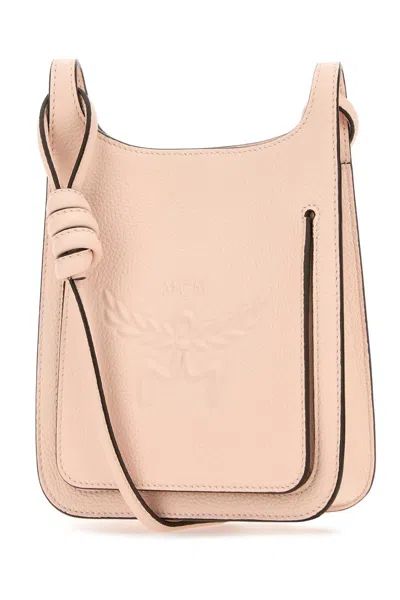 MCM PASTEL PINK LEATHER MINI HIMMEL HOBO CROSSBODY BAG