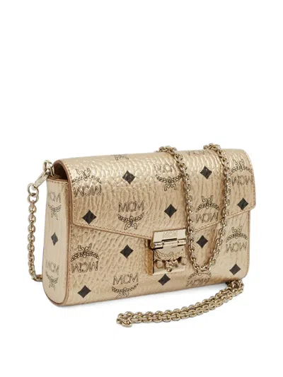 Pre-owned Mcm Patricia Visetos Mini Bag In Gold