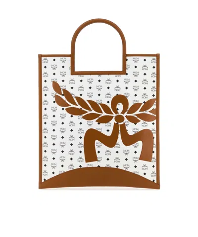 Mcm Pattern Handbag In White