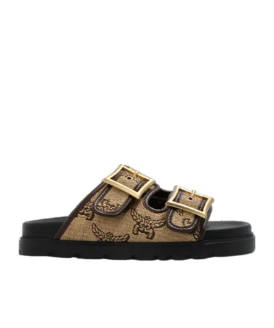 Mcm Toe Open Rubber Sole Sandals In Multi
