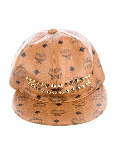 Pre-owned Mcm Patterned Baseball Hat W/tags In Brown