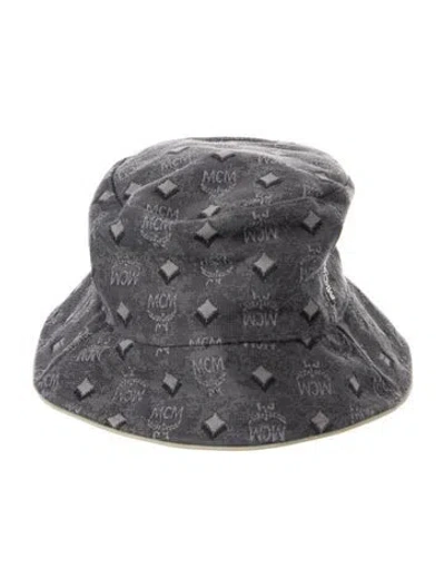 Pre-owned Mcm Patterned Bucket Hat W/tags In Grey