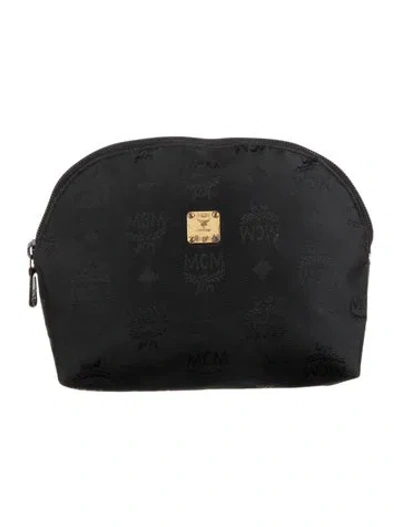 Pre-owned Mcm Patterned Cosmetic Bag In Black