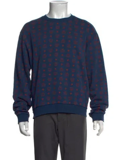 Pre-owned Mcm Patterned Crew Neck Sweatshirt In Blue