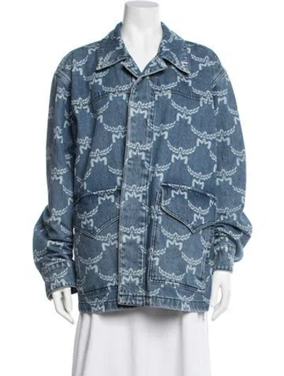 Pre-owned Mcm Patterned Denim Jacket In Blue