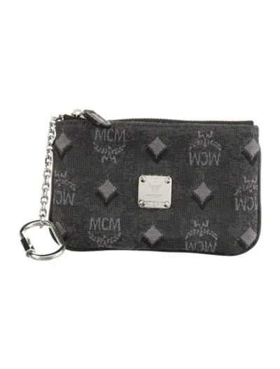 Pre-owned Mcm Patterned Pouch W/ Tags In Black/grey