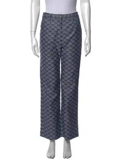 Pre-owned Mcm Patterned Wide Leg Pants W/ Tags In Blue