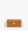 Mcm Pina Crossbody Wallet In Studded Visetos In Brown