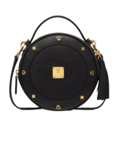 Mcm Pina Studded Shoulder Bag In Black