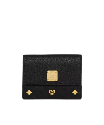 Mcm Pina Wallet In Studded Calfskin In Black