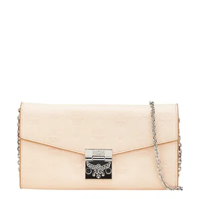 Pre-owned Mcm Pink Beige Leather Chain/shoulder Wallet ()