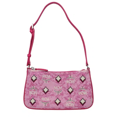 Mcm Pink Fabric Crossbody Bag