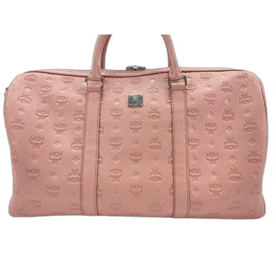 Pre-owned Mcm Pink Leather Boston Bag Weekend Bag ()