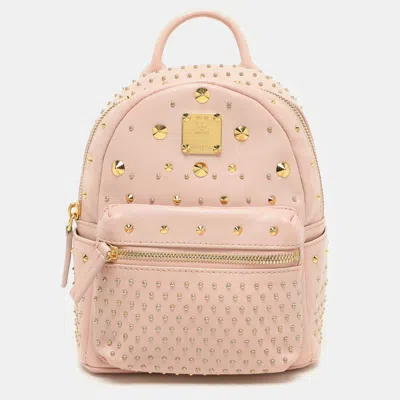 Pre-owned Mcm Pink Leather X-mini Stark Bebe Boo Backpack