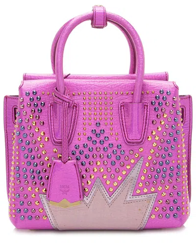 Mcm Pink Metallic Leather Cyber Studs Milla Mini Tote (authentic Pre-loved)