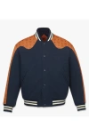 Mcm Ponte Varsity Monogram Bomber Jacket In Blue