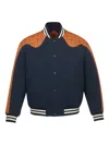 Mcm Ponte Varsity Monogram Bomber Jacket In Blue