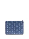 Mcm Pouch With Visetos Print In Blue