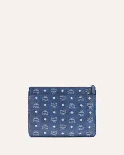 Mcm Pouch With Visetos Print In Blue