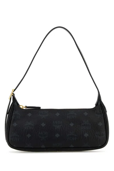 Mcm Printed Canvas Aren Shoulder Bag In Black