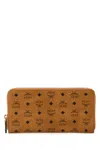 Mcm Printed Canvas Aren Wallet In Cognac