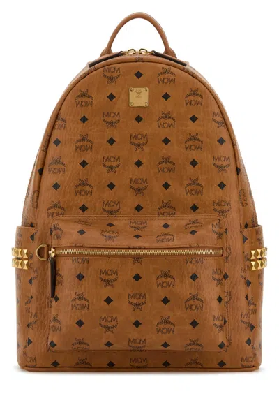 Mcm Printed Canvas Backpack In Brown