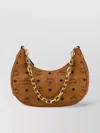 Mcm Printed Canvas Crescent Shoulder Bag