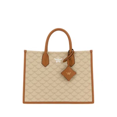 Mcm Printed Canvas Himmel Medium Shopping Bag In Brown