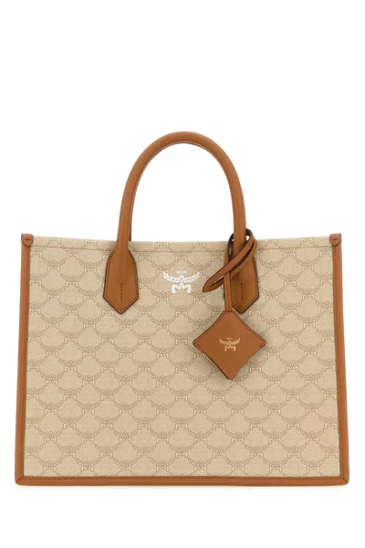 Mcm Himmel Lauretos Medium Tote Bag In Ss24oatmeal
