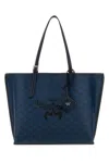 Mcm Himmel Lauretos Coated Canvas Shopper Bag In Navyblazer